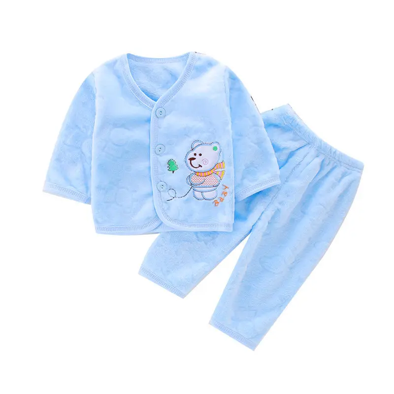 

Warm Baby Girls Clothing Set Winter Thick Plush Cotton Clothing Sets Baby Girls Boy Long Sleeve Top +pants Two-piece Kids Suit