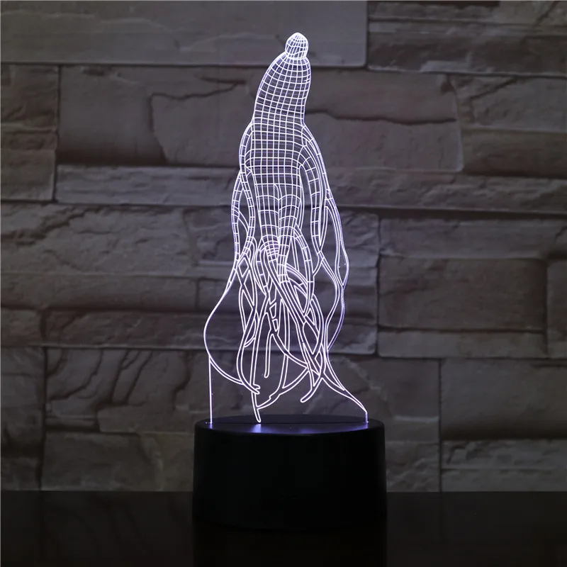 3D ночник женьшень Форма Акриловый светодиодный 7 цветов Изменение USB Творческая настольная лампа спальня огни домашний декор детский подарок