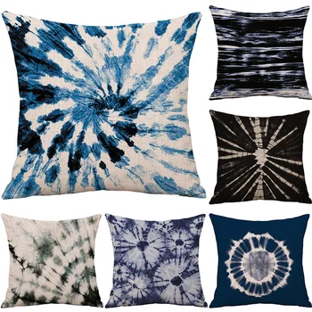 

Tie-dye Linen Cushion Covers Geometric Abstract Sofa Pillow Cover Printed Protector Pillowcase 45x45cm