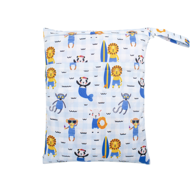 Baby Nappies Bag Printed Wet Dry Nappy Zipper Handbag Stroller Accessories For Baby Diapers Nappies Bag Reusable