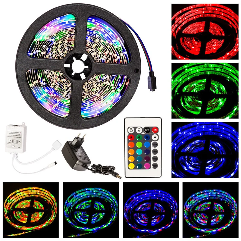 Fairy Lights 24Keypads Bulb Strip Led Light Remote Controls EU Plug RGB Festival Lamp Bar 5m String Lights Control 6W Bright