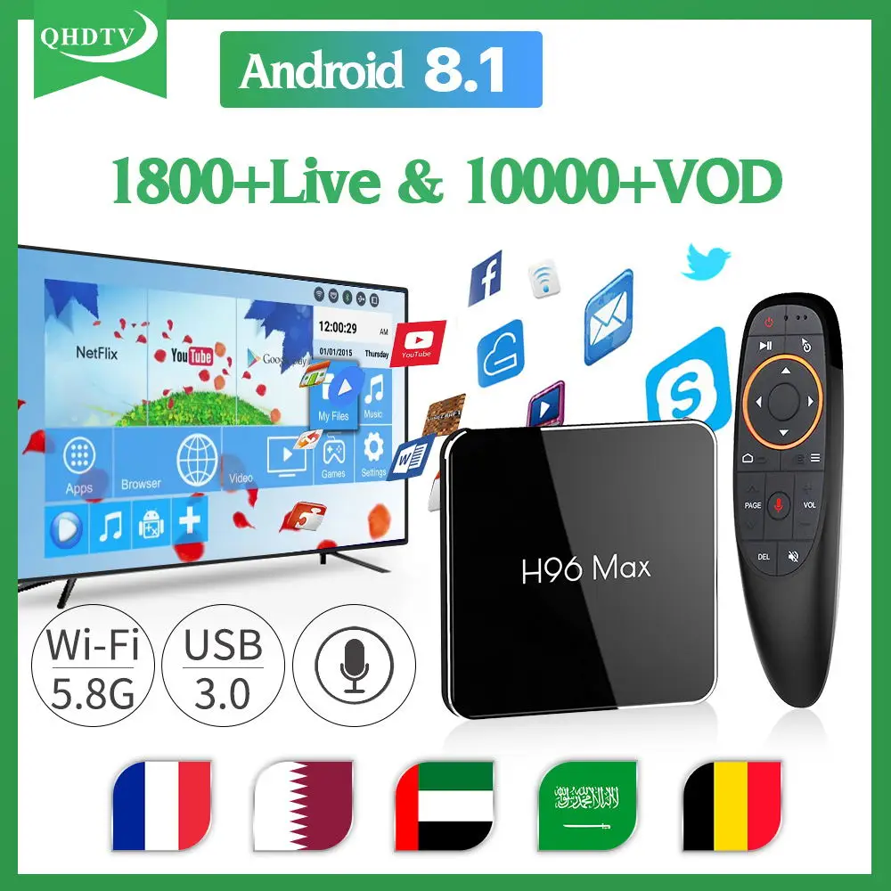 

IPTV France Arabic H96Max X2 Voice Control 1 Year QHDTV IPTV Subscription Netherlands Dutch Germany France Arabic Belgium IP TV