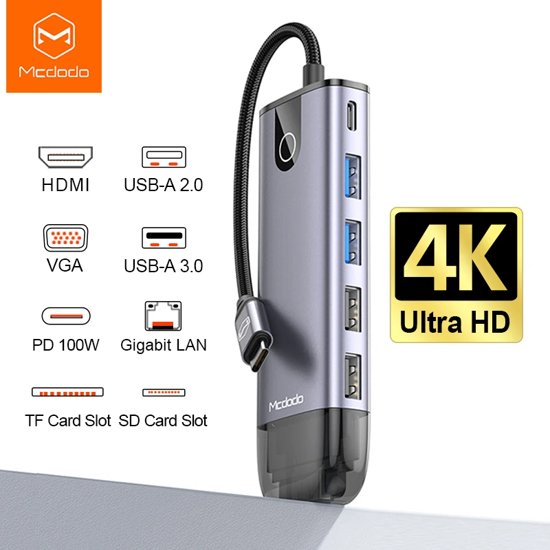 

Macdo USB C Hub Type C USB 3.0 Adapter PD 100W RJ45 HDMI VGA for MacBook iPad Pro Samsung S10 Plus Splitter Port Type C Hub