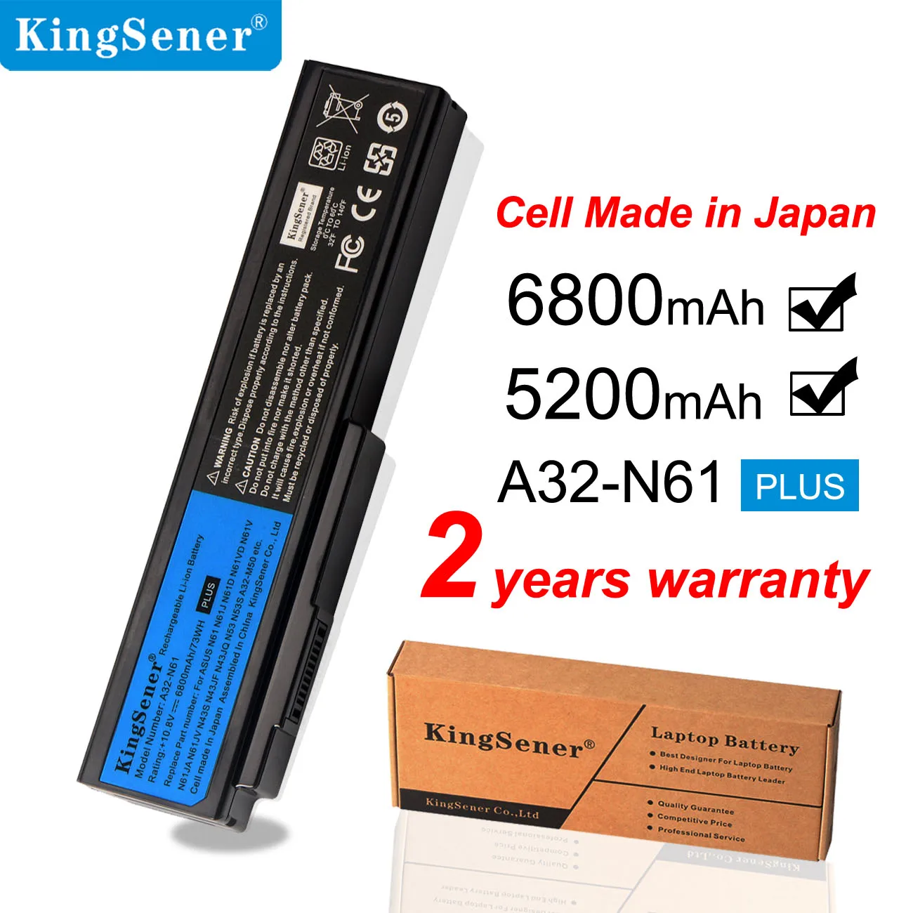 KingSener A32-N61 Аккумулятор для ноутбука ASUS N61 N61J N61D N61V N61VG N61JA N61JV M50s N43S N43JF N43JQ N53 N53S N53SV
