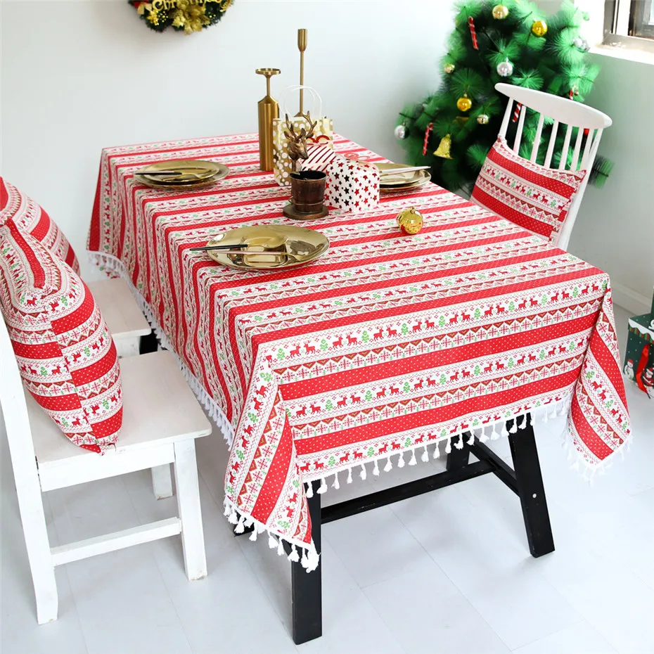 Настроить скатерть Рождественская елка лося Снежинка напечатаны скатерти decoracao