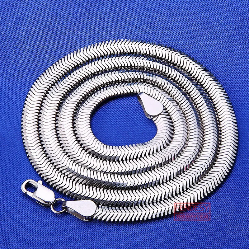 

Anna Pull S925 Fine Silver White Gold Plated Online Celebrity Live Men's Korean-style Flat Snake pian lian Men Simple Silver Jew