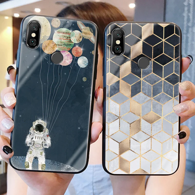Чехол из закаленного стекла для Xiaomi mi 8 Lite CC9 A2 6X5 5S 6 mi x 2S Max 3 Space Planet для Red mi 5 Plus 7A S2 Note 5 6 7 Pro