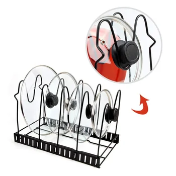 

Pan Organizer Rack with 8 Tires Adjustable Cookware Pot Rack for Kitchen Organization and Storage Holders & Racks Wholesale
