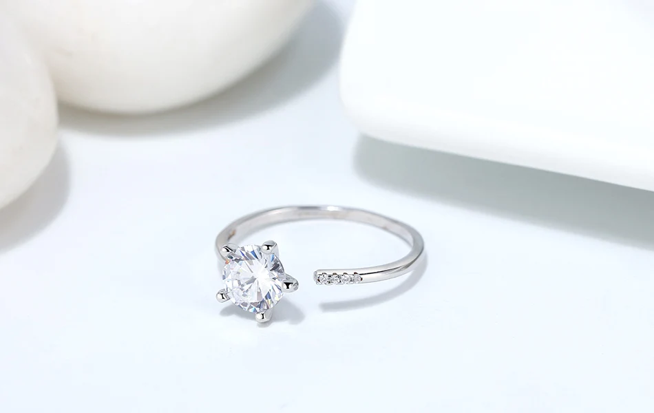 ORSA JEWELS 925 пробы серебряные кольца с большим кубическим цирконием женские регулируемые открытые Свадебные Кольца модные вечерние ювелирные изделия SR153