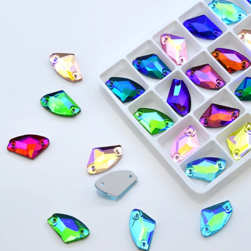 Sewn on rhinestone axe shape crystals flat back crystals for clothing