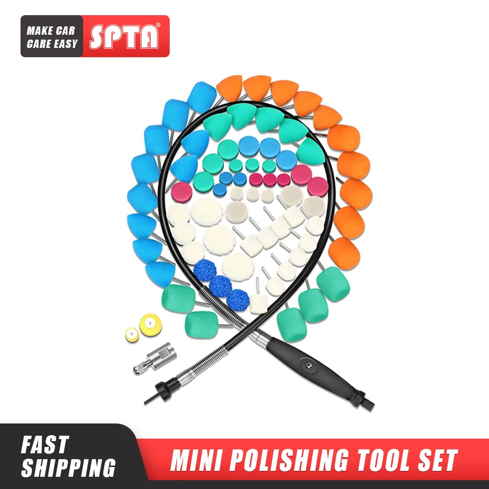 SPTA Mini Polishing Machine Car Beauty Detailing Polisher Extention Tools Polishing Kit for Rotary Polisher
