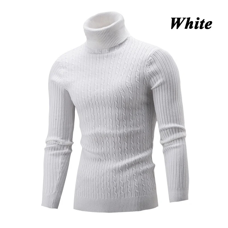 Men's Solid Casual Long Sleeve Turtleneck Sweater Knitted Ribbed Slim Fit Pullover Thermal Sweater high neck sweater men