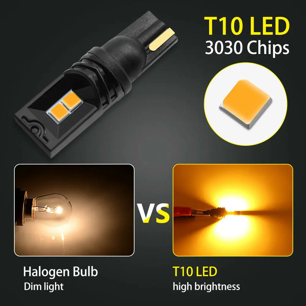 OKEEN 10 шт. супер яркий автомобильный T10 светодиодный 3030 4SMD лампа W5W 168 194 поворотник светильник Янтарный Белый Синий Красный номерной знак Doom светильник s