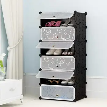 

6 Level Thickened Shoe Cabinet Dust-proof Footwear Support Space Saving Cabinet Closet Stand Storage Rack Box Shoe Organizer HWC