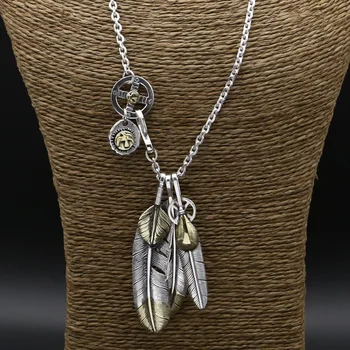 

Starfield S925 Sterling Silver Retro Thai Silver Takahashi Goro Feather Men Women Sweater Chain Vintage Style