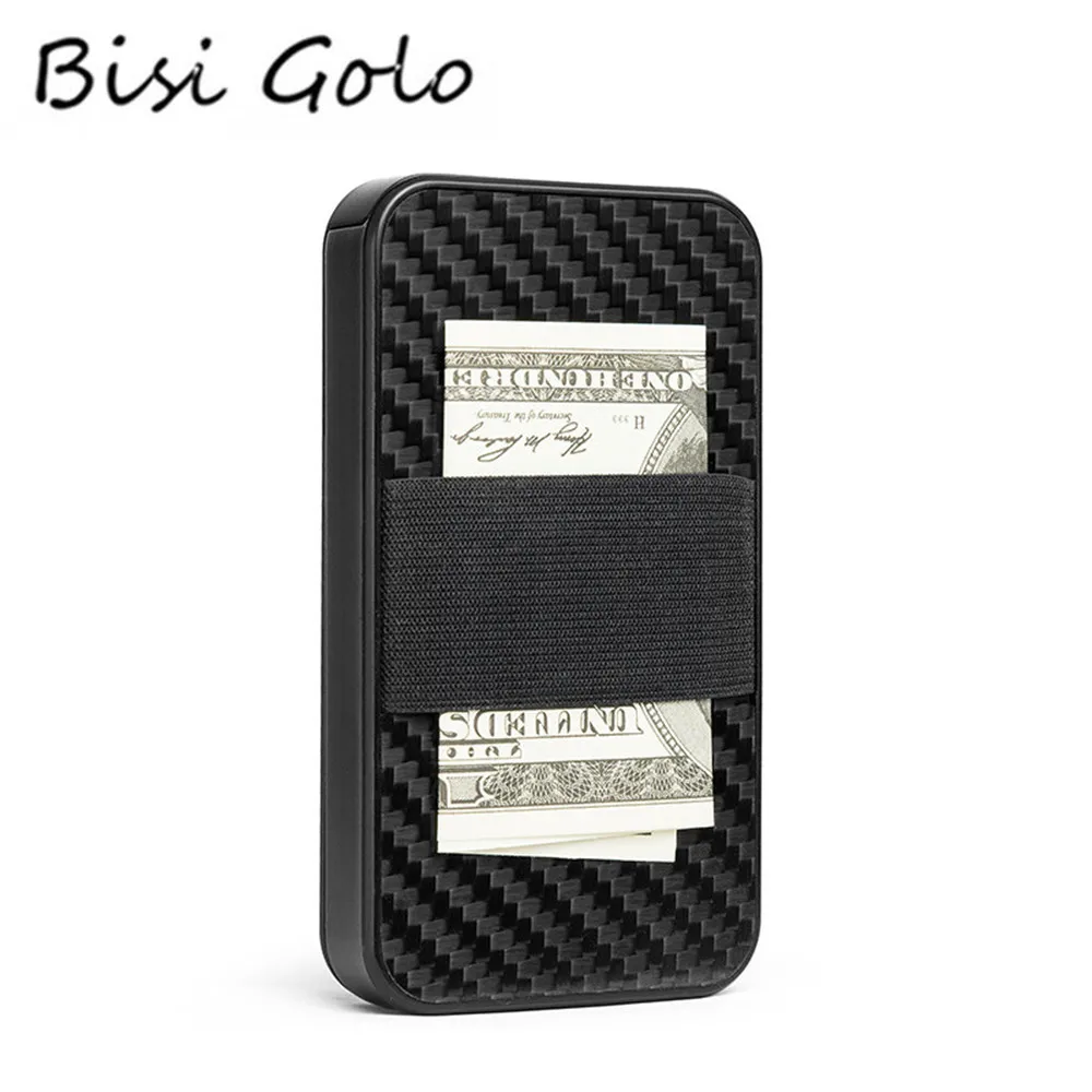 

BISI GORO 2020 Carbon Fiber Smart Wallet Multi RFID Blocking Money Bag Security Aluminum Card Holder Cartera Feminina Tarjetero