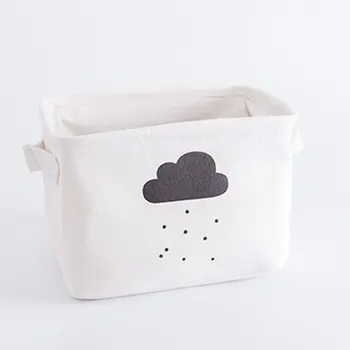 

Hot sale multi-function small fresh double handle fabric desktop debris storage basket wholesale