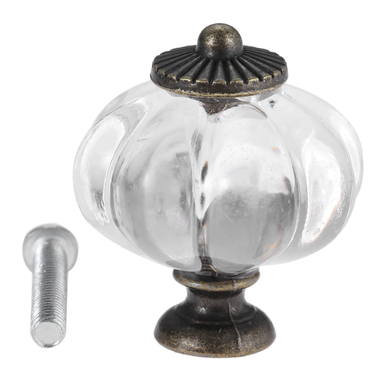 Furniture Knobs 20pcs/10pcs Transparent Pumpkin Knob Acrylic+Alloy Clear Handle Pulls Cabinet Drawer Decor Kitchen Dresser Clothes Hooks w/screw