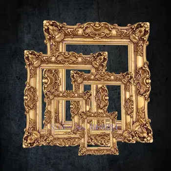 

RETRO PHOTO FRAME PICTURE PLASTIC WEDDING PROPS GOLDEN RELIEF CARVED BACKGROUND WALL DECORATIVE FRAME MODERN HOME DECORATION