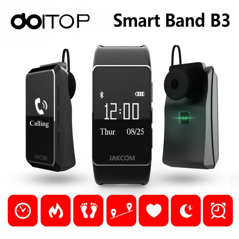 

DOITOP OLED B3 Smart Watch Wristwatches BT Earphone Sports Fitness Tracker Heart Rate Monitor Reloj Inteligente Smart Wristband