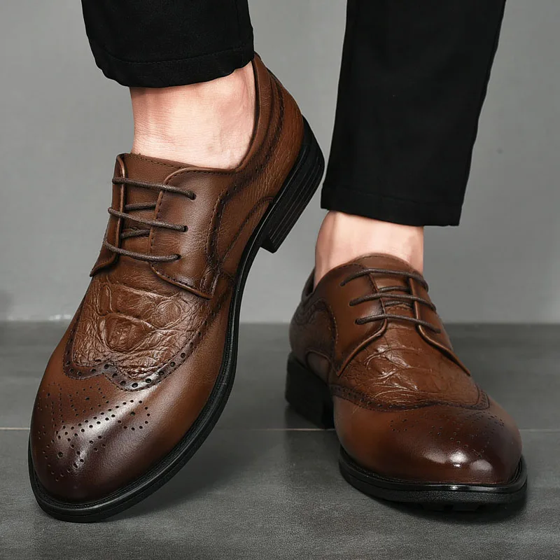 Genuine Leather Men Classic Brogue 