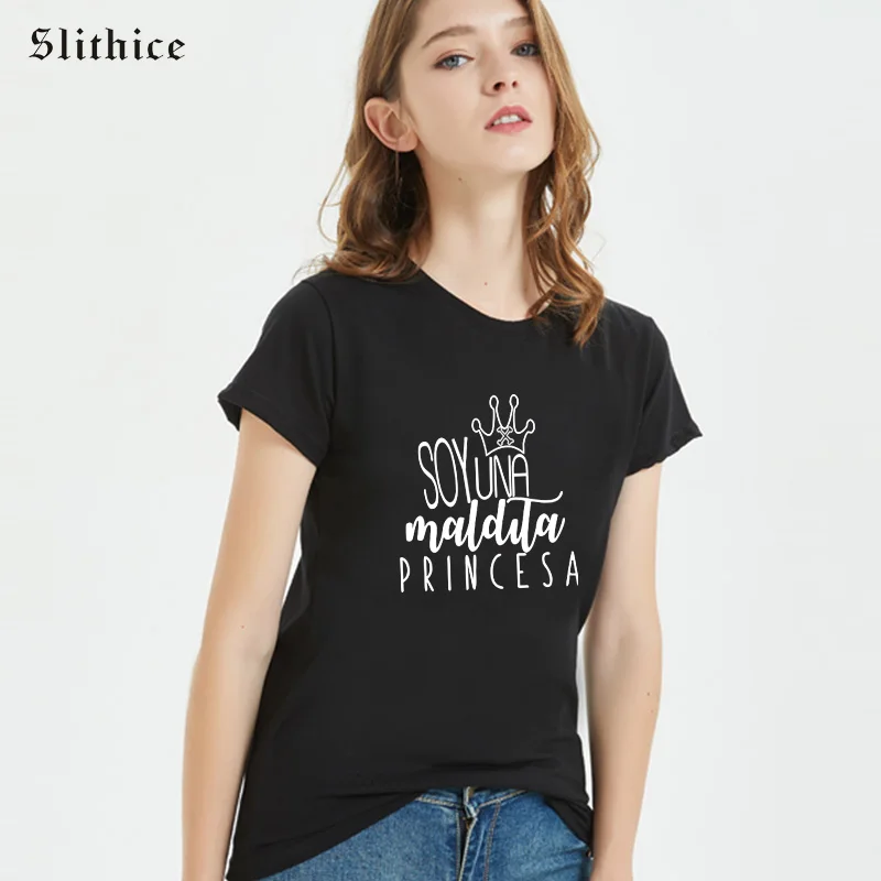Хипстерские женские футболки Slithice I'm a Hell princess летний топ забавная женская