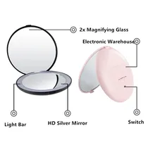 LED Lighted Makeup Mirror Portable Folding Magnifying Round Cosmetic Mirror Portable Vanity LED Mirror With Light Beauty Tool LED Lighted Makeup Mirror Portable Folding Magnifying Round Cosmetic Mirror Portable Vanity LED Mirror With Light Beauty Tool