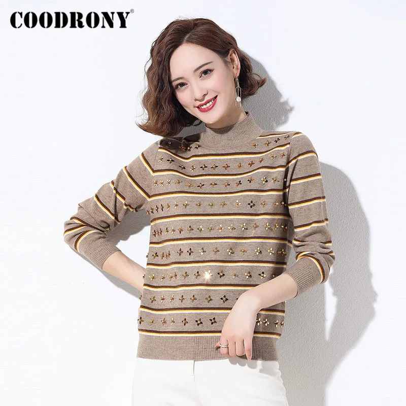 COODRONY Brand Autumn Winter Floral Jumpers Female Casual Long Sleeve Knitwear Slim Pullover Sweaters For Women W1097