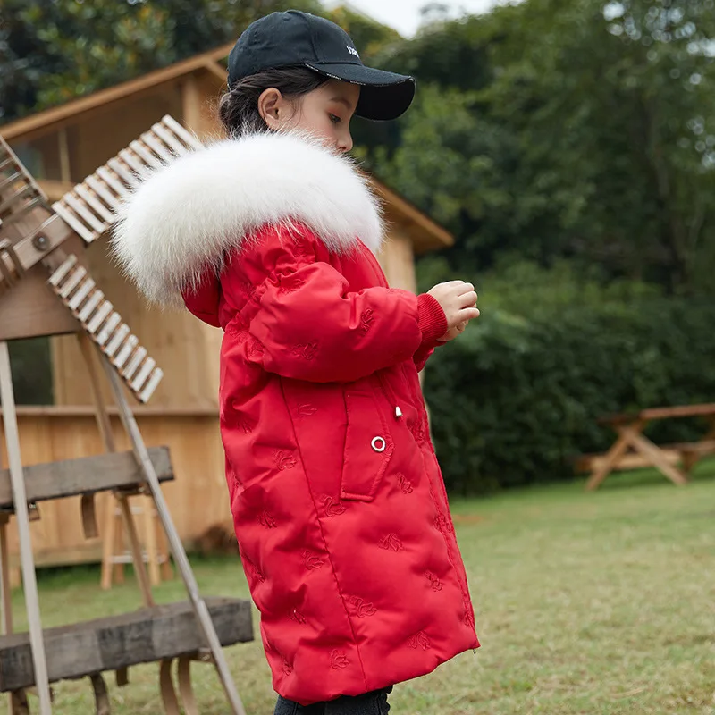 

The New Girls Down Coat Thick Jacket Slim White Down Jacket For Girls Winter Clothes Warm Snowwear With Fur Collar