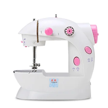 

Mini Stitch Sewing Machine Portable Sewing Machine Auto Winding Mending Machine with Light with US Plug (Pink)