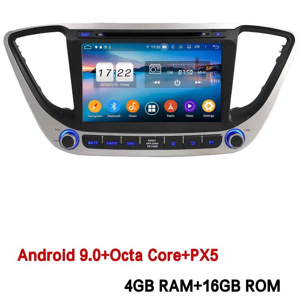 " Восьмиядерный 4G wifi Android 9,0 4 Гб ОЗУ 64 Гб ПЗУ RDS автомобильный DVD мультимедийный плеер Радио стерео для hyundai Verna Solaris - Цвет: Android 9.0 x 16GB
