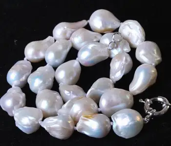 

Jewelry Free Shipping Jewelr NATURAL LARGE 12-16MM WHITE BAROQUE CULTURED PEARL NECKLACE 18''AAA+