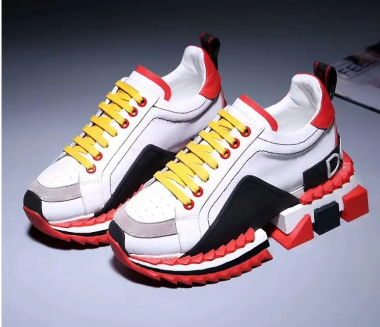 Мужские кроссовки из натуральной кожи Разноцветные на шнуровке Tenis Feminino Zapatos De Mujer