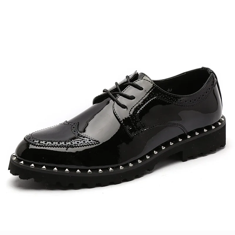 

Micro-33012 Patent Leather Leather Shoes England MEN'S SHOES Bullough Cloth Shoes Korean-style Trend