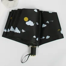 Милый детский складной зонт с героями мультфильмов, маленький свежий самолет, 3 складной зонт с защитой от УФ-лучей, черный клей, Солнцезащитный солнечный и дождливый зонт