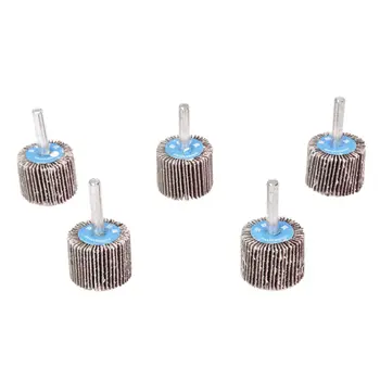 

5 Pcs 30mm Head Metal Shank Abrasive Mounted Flap Wheels Brush Bit