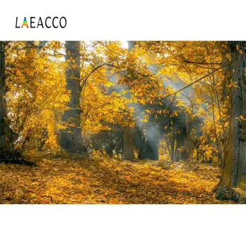 

Laeacco Autumn Fallen Leaves Forest Trees Scenic Photography Backgrounds Customized Photographic Backdrops For Photo Studio