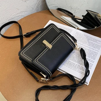 

Net Red All-match Mini Bag Women's Bag 2020 Fashion New Fashion Single Shoulder Square Sling Bag Riveting Nail Messenger Bag