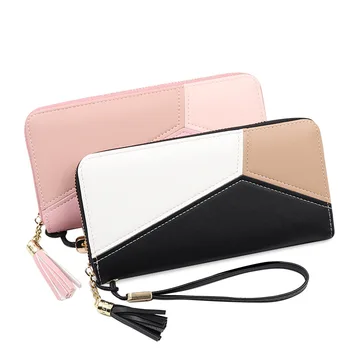 

New Ladies Fashion Wallet Korean Long Style Contrast Clutch Large Capacity Zip Wallet Phone Bag