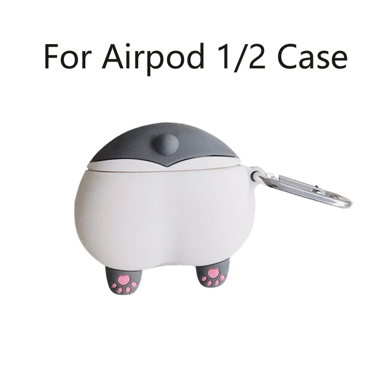 Grey Милый 3D чехол Corgi Butt для Airpods 1 2 3 Pro чехол силиконовый чехол для наушников для Air Pod Capa для Apple Airpods Pro чехол s - Color: Grey