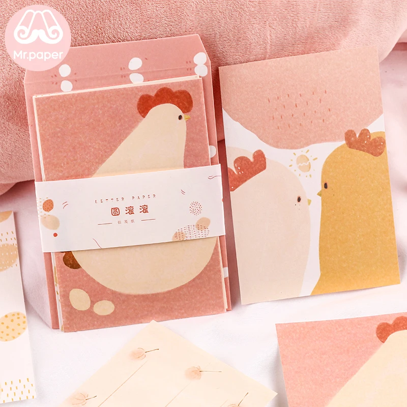 Mr paper, 4 шт./лот, бумажные конверты, с 8 шт., Kawaii, Мультяшные буквенные накладки, креативные канцелярские принадлежности, цветные подарочные конверты Ins