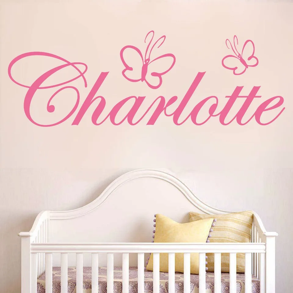 Pegatina De Pared Personalizada Con Nombre Y Mariposas – Vinilo Mate Para Dormitorio De Niña (fácil De Aplicar)