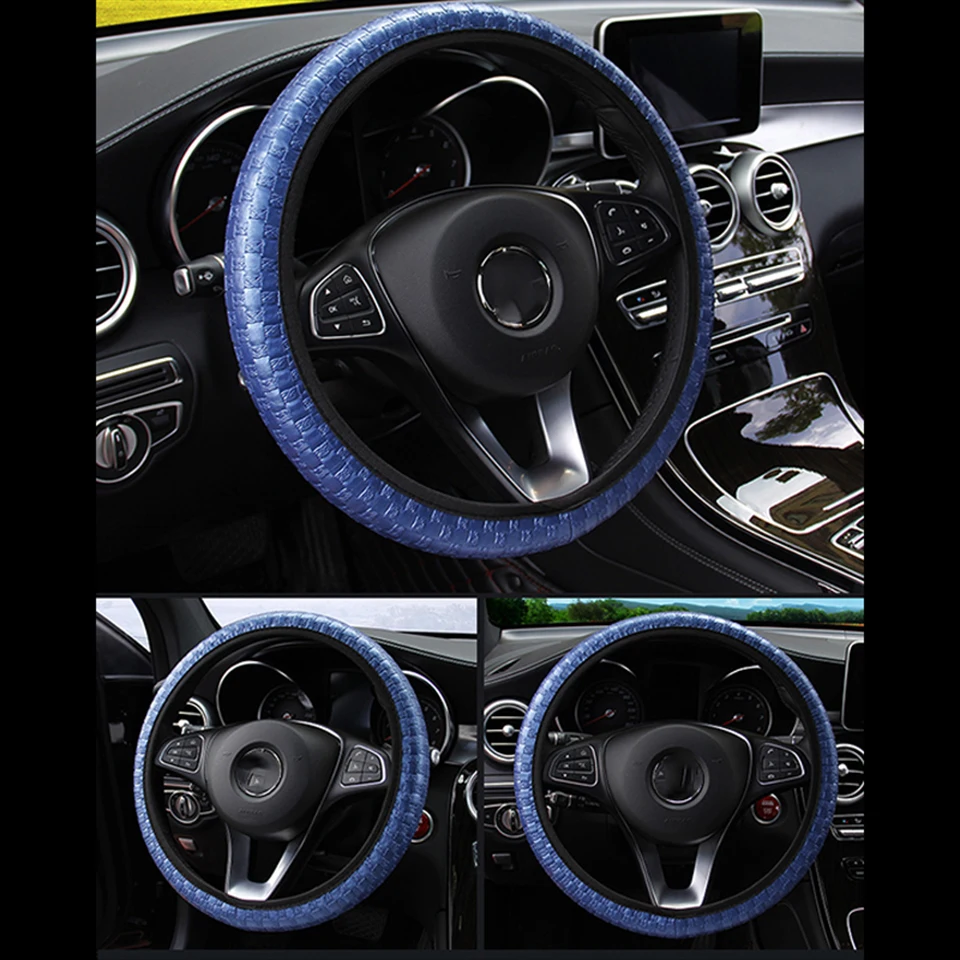 Кожаный тканый автомобильный нескользящий чехол на руль для Ford Focus 2 3 1 Fiesta Mondeo Kuba