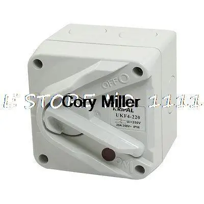 

DPST 2-Postion Rotary Button Red Indicator IP56 Isolator Switch 250VAC 20A