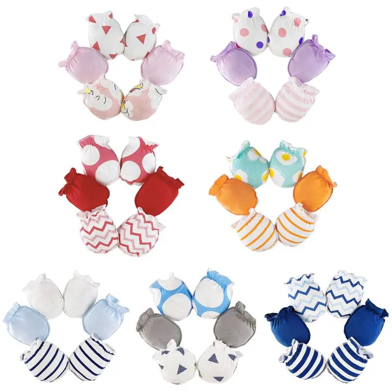 

3 Pairs Baby Anti Scratching Soft Pure Cotton Gloves Newborn Protection Face Scratch Mittens Infant Handguard Supplies