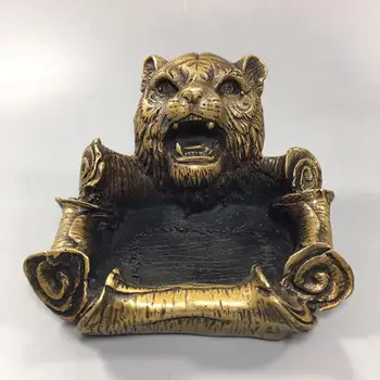 

Chinese Old Copper Collection Pure Copper Tiger head ashtray
