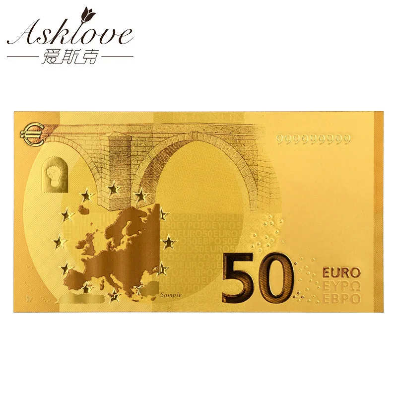Евро золотые банкноты 24 к Золотая фольга поддельные бумажные деньги для коллекции сувенир евро банкноты наборы 5 10 20 50 евро образец банкнот