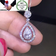 OMHXZJ,, CA417, Европейская мода, для женщин, девушек, для вечеринки, дня рождения, свадьбы, подарок, капля воды, циркон, 18 К, белое золото, подвеска, Шарм