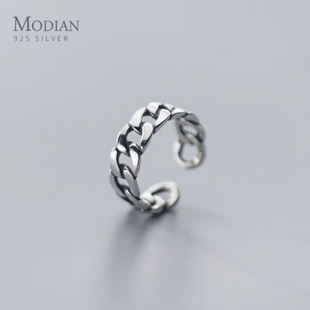 

Modian Trendy 925 Sterling Silver Geometric Simple Chain Finger Rings for Women Free Size Rings Fine Jewelry 2020 Design