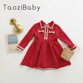 

Girl Princess Dress2020 Spring New Children Clothing Girls European And American Fashion Knitting Wool Plaid Dresses